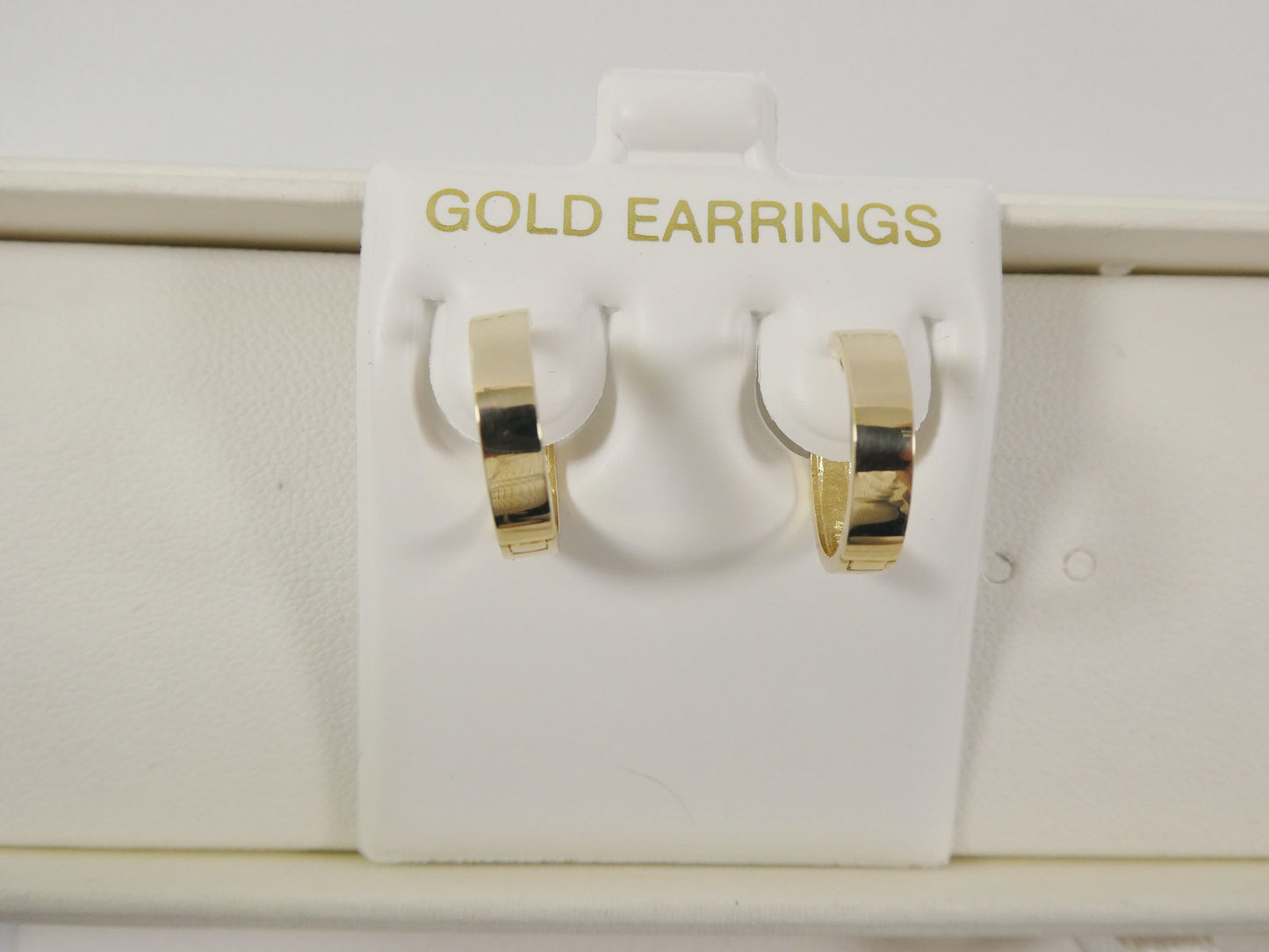 real 10k solid yellow gold high polish plain hoop huggie earrings