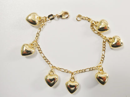 6 Inch 7 Inch 14k Gold Filled Heart Dangling Baby Bracelet