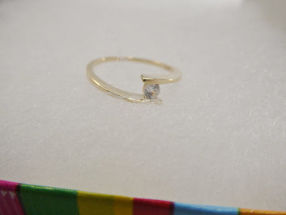 Real 14k Solid Yellow Gold Women's Classic Micro Pave Setting Pinky Ring