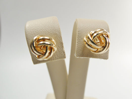 real 10k solid yellow gold push post small loveknot stud earring