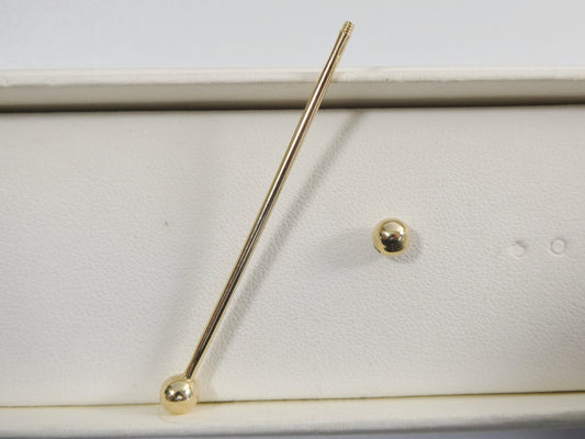 14k real solid yellow gold extra long straight barbell tongue belly button ring piercing