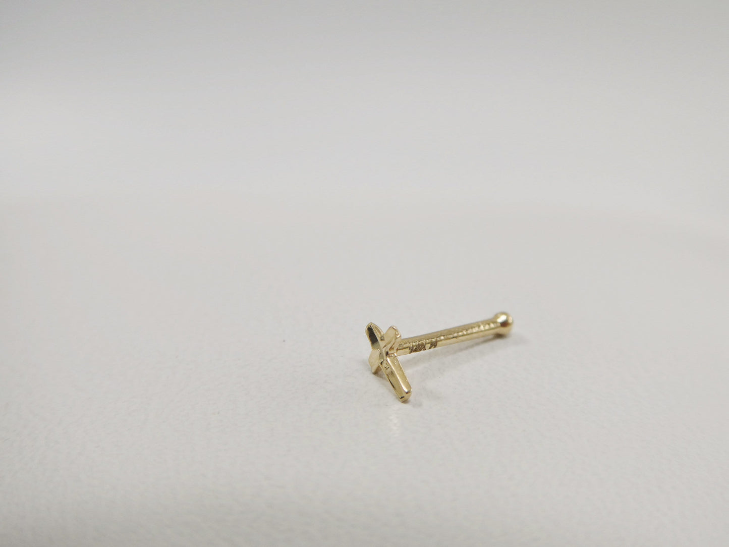 14k real solid yellow gold diamond cut cross nose ring