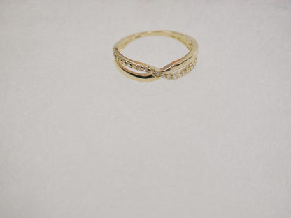 Real 10k Solid Yellow Gold Women's Classic Micro Pave Setting Ring
