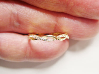 Real 10k Solid Yellow Gold Women's Classic Micro Pave Setting Ring