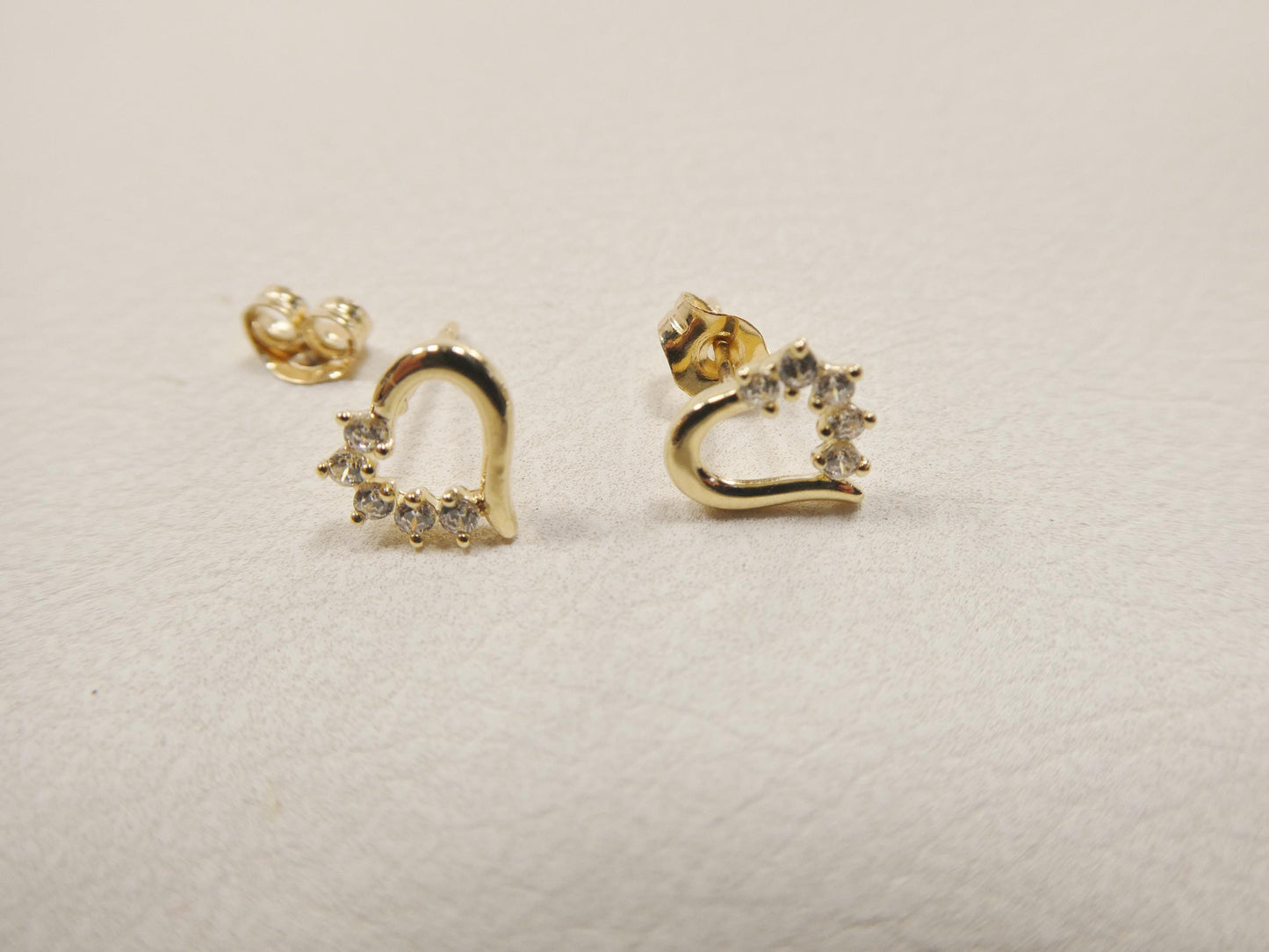 10k real solid gold heart micro fave setting push back earrings