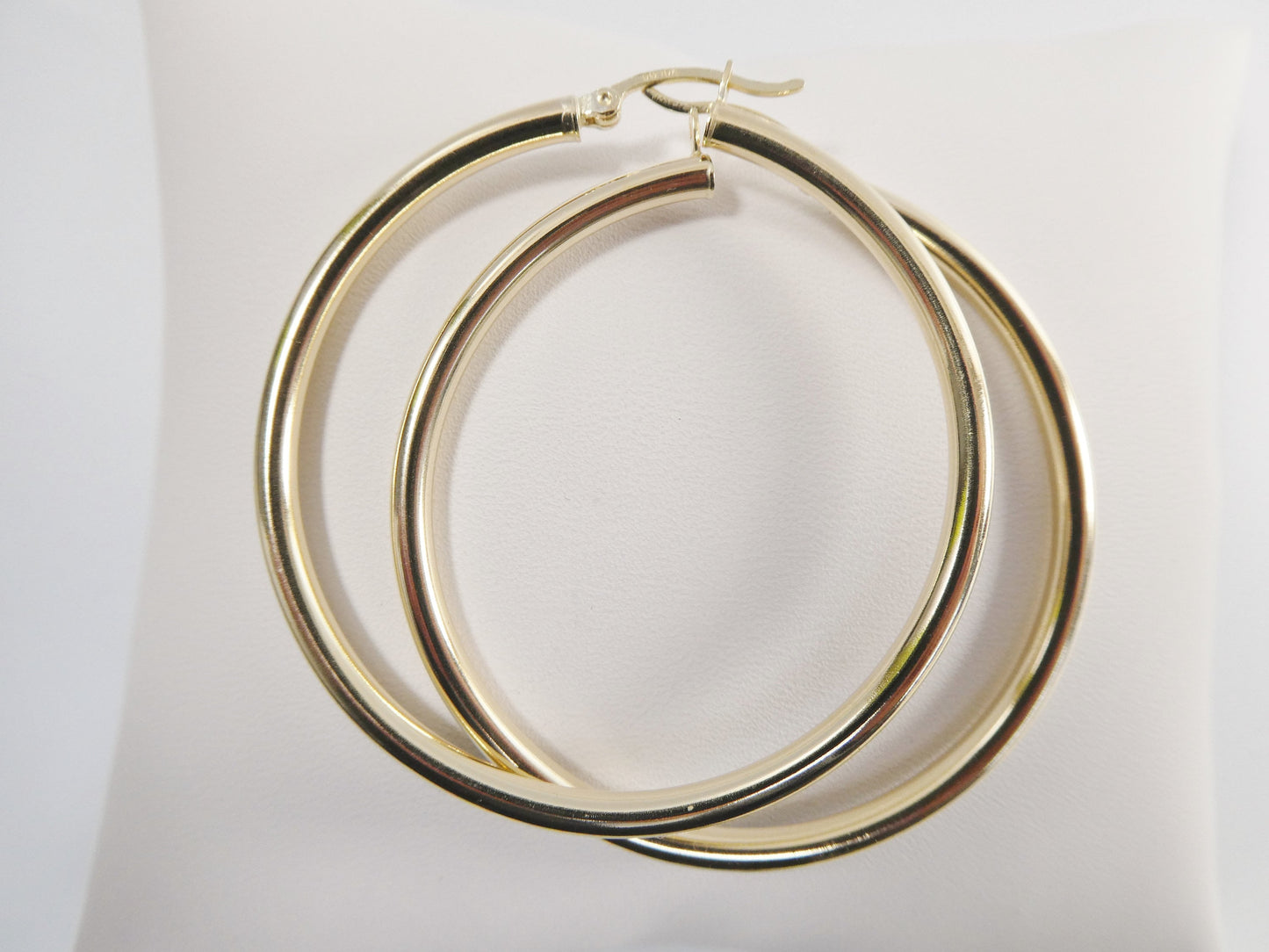 real 10k solid yellow gold plain high polish 50mm hoop huggie earrings