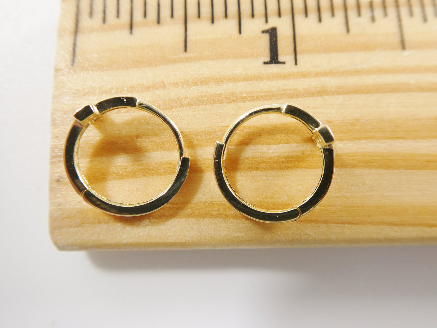 real 10k solid yellow gold cross hoop huggie earring
