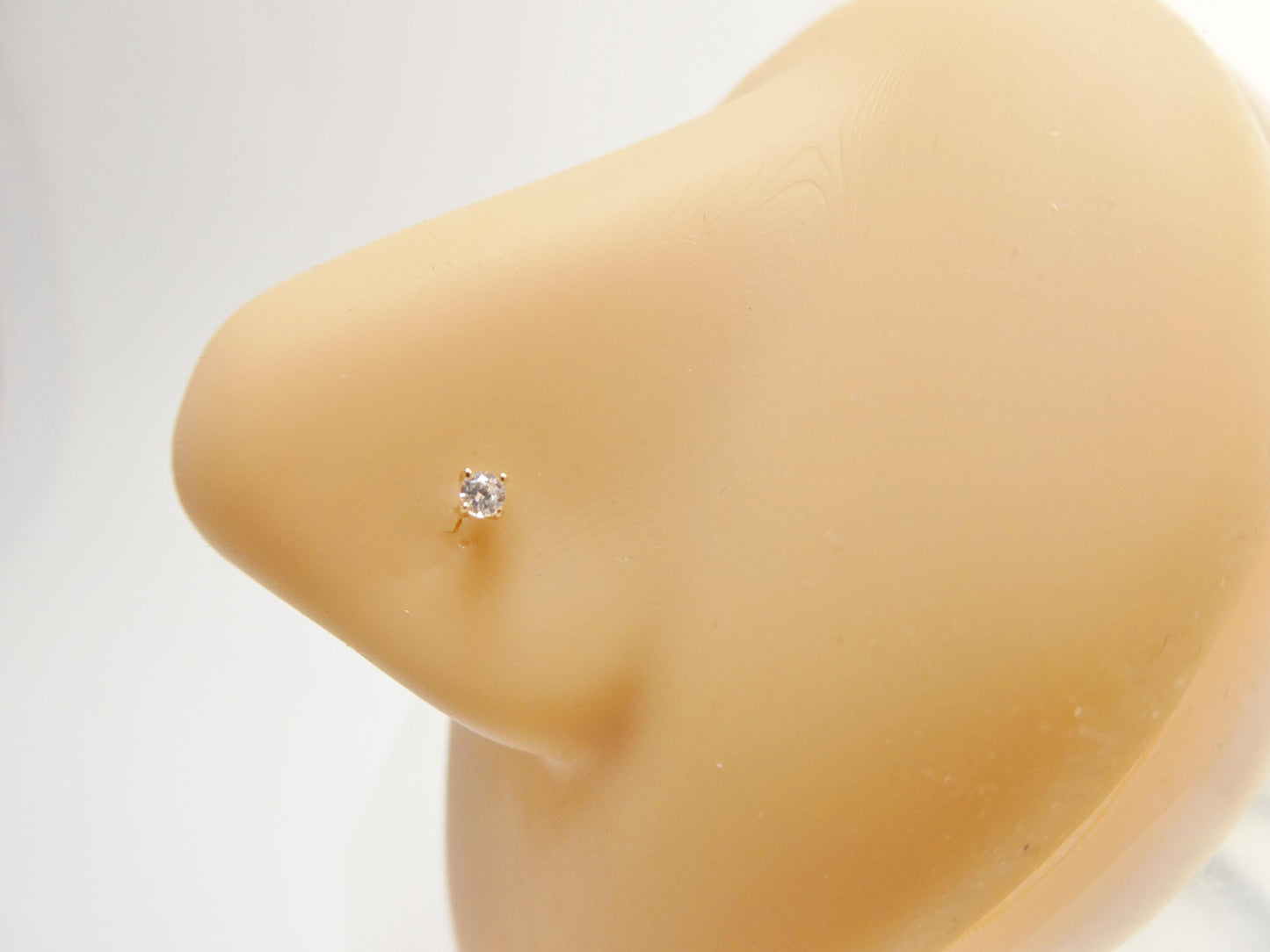 14k real solid yellow gold 2MM long post nose ring