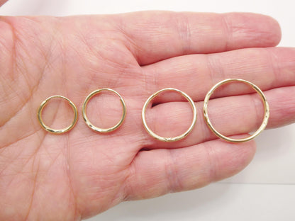 10k Real Solid Yellow Gold 2mm Tube Diamond Cut Endless Hoop Earrings