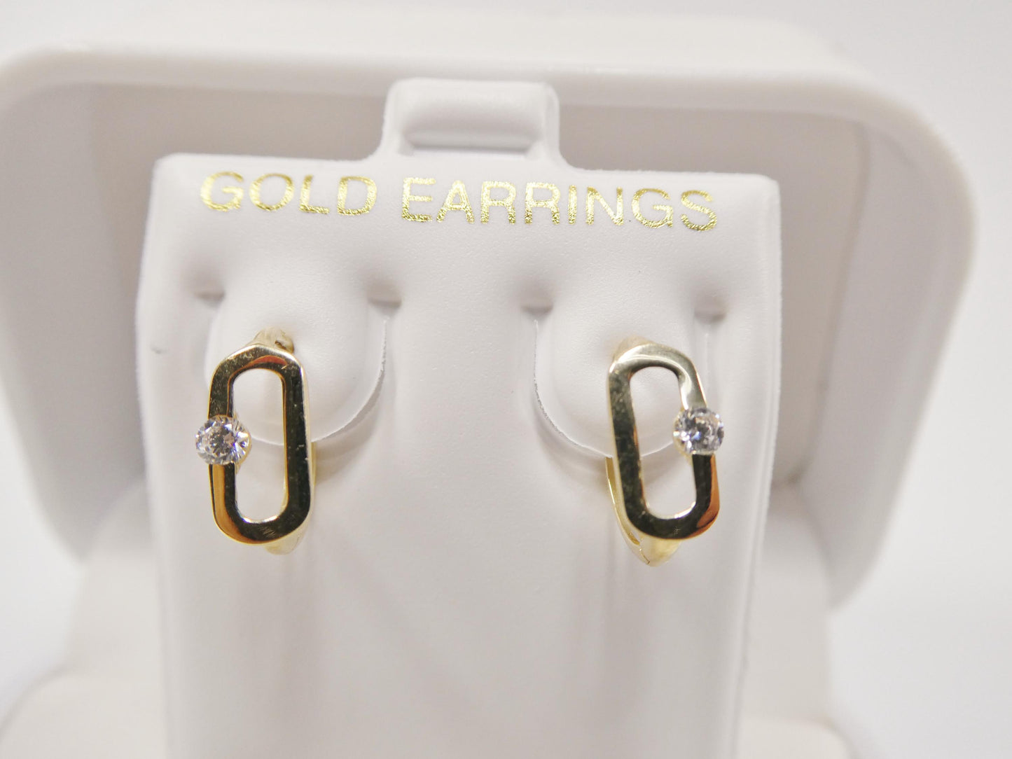 real 10k solid yellow gold paperclip hoop huggie earrings