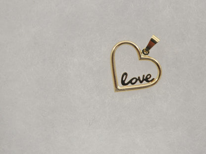 Women's 14k Real Solid Yellow Gold Love Heart Charm