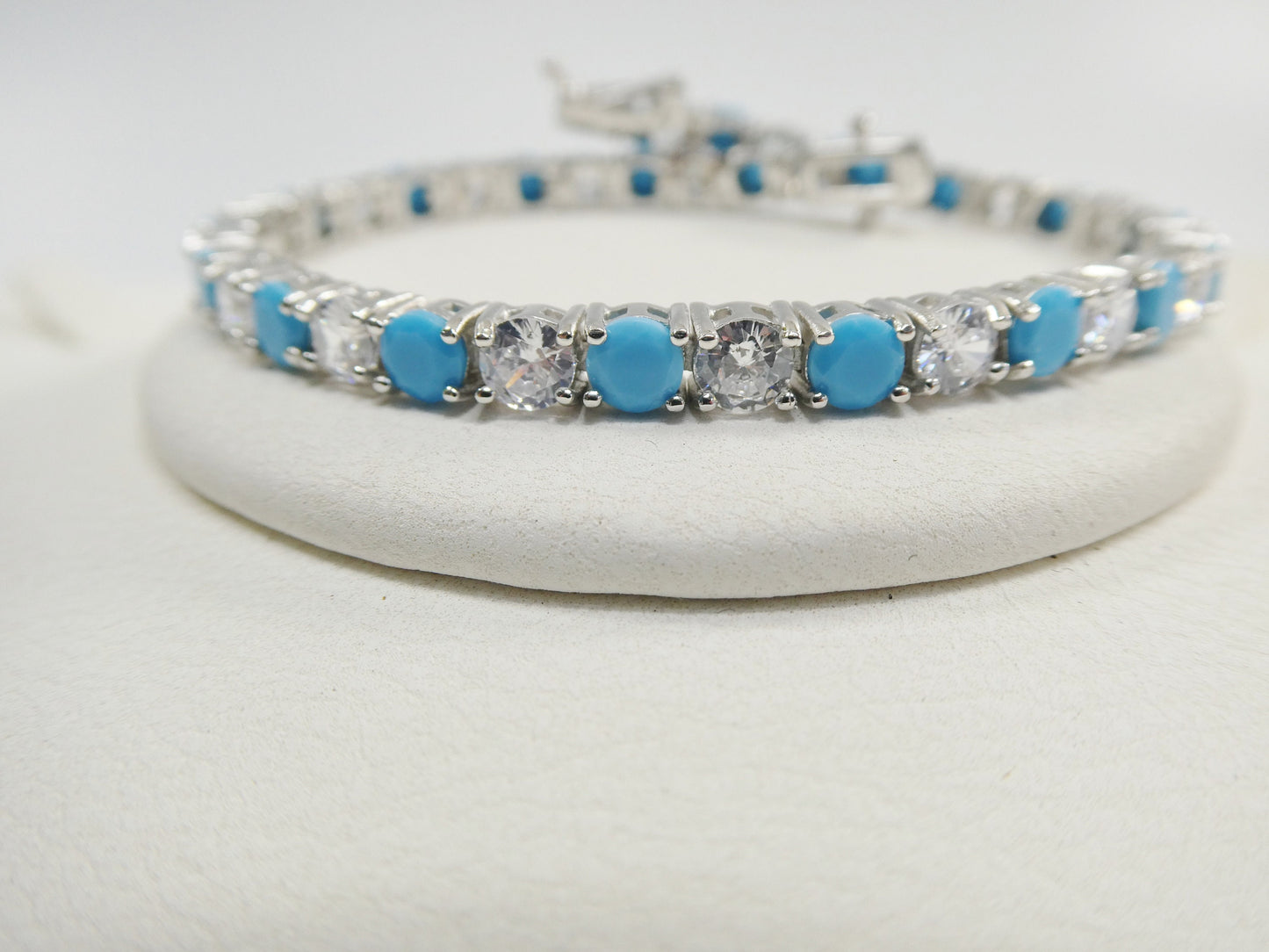 4mm 7 Inch turquois tennis bracelet real 925 sterling silver