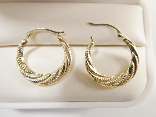 10k real solid yellow gold classic design hoop earrings