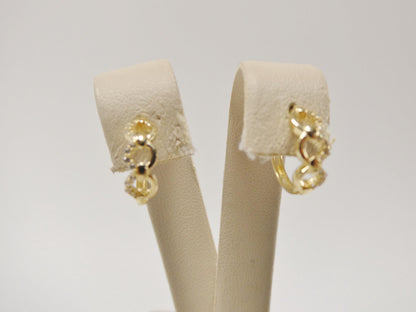 Real 10k Solid Yellow Gold Designer Hoop Huggie Earrings