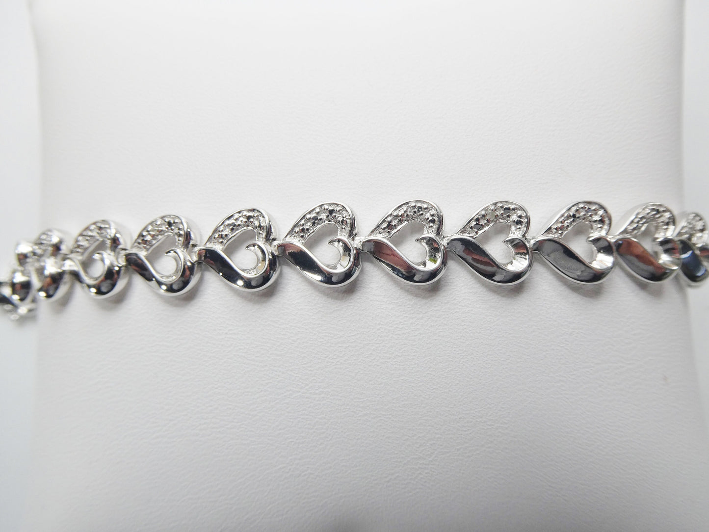 real  925 sterling silver heart diamond bracelet