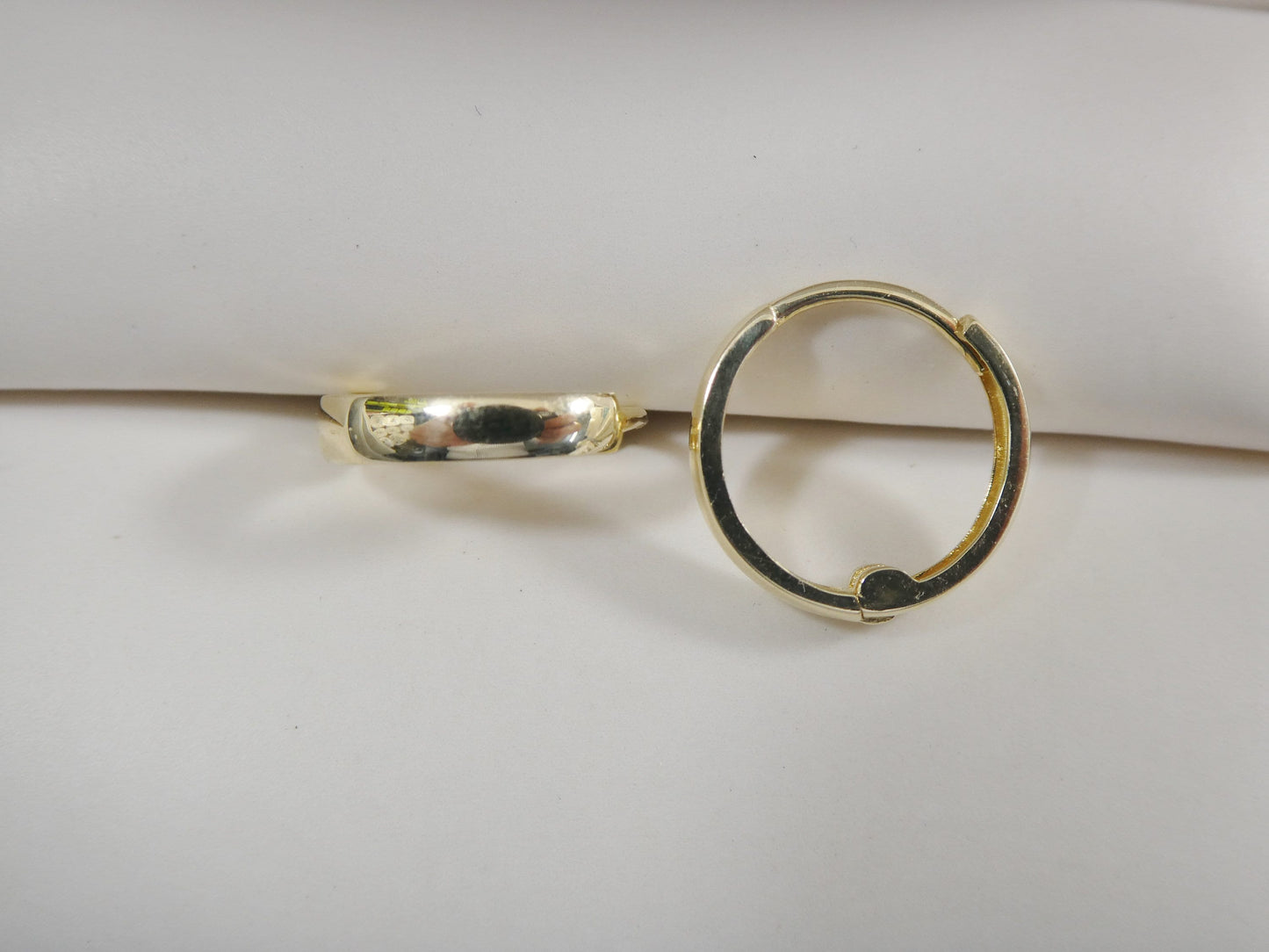 real 10k solid yellow gold 12mm high polish plain hoop huggie earrings
