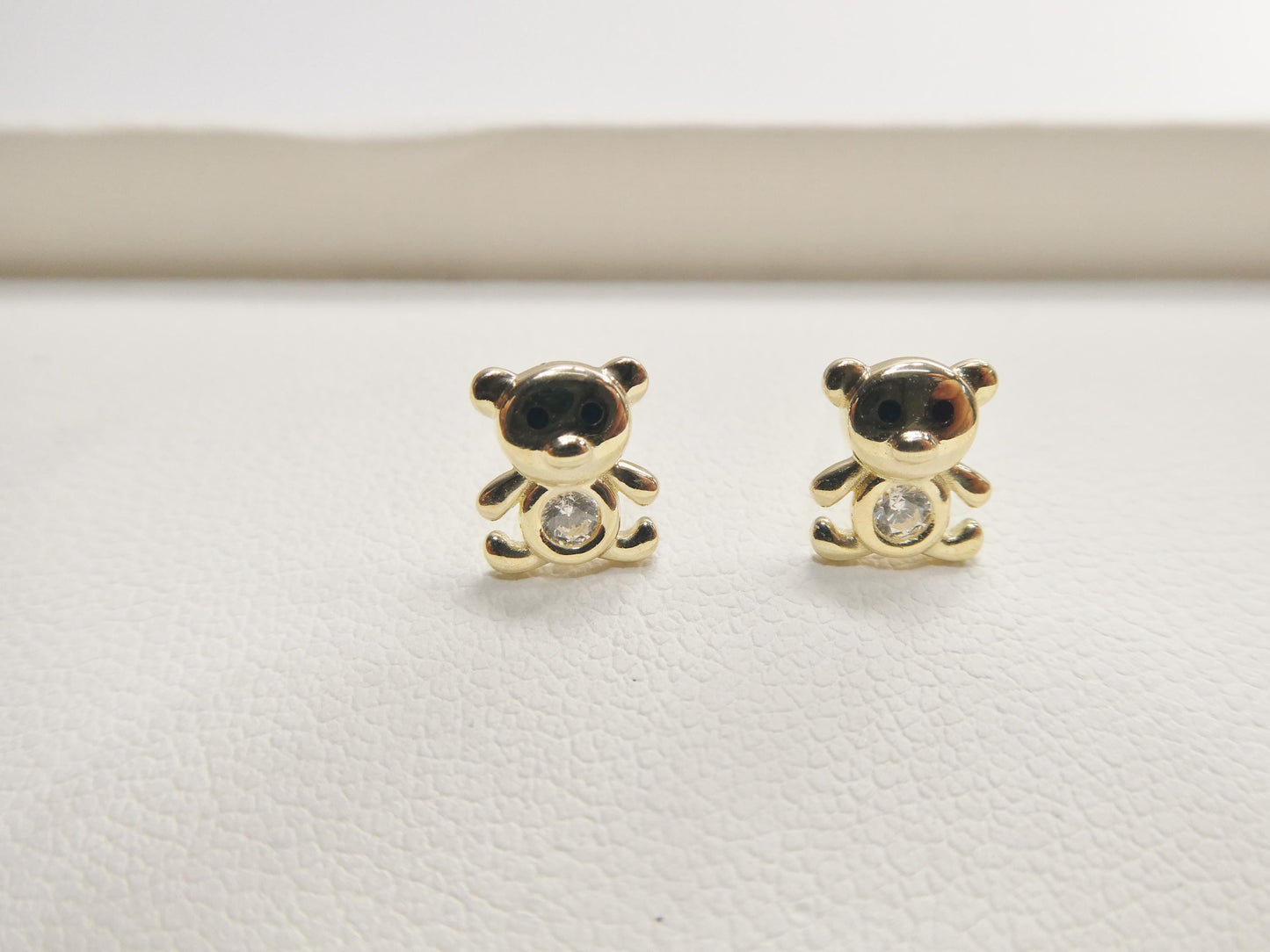 10k real solid gold teddy bear screw back earrings