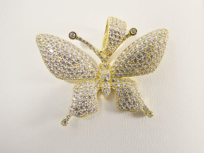 Real Solid 925 Sterling Silver Large Butterfly Pendent