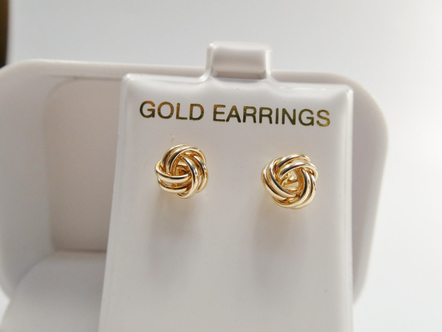 real 10k solid yellow gold push post small loveknot stud earring