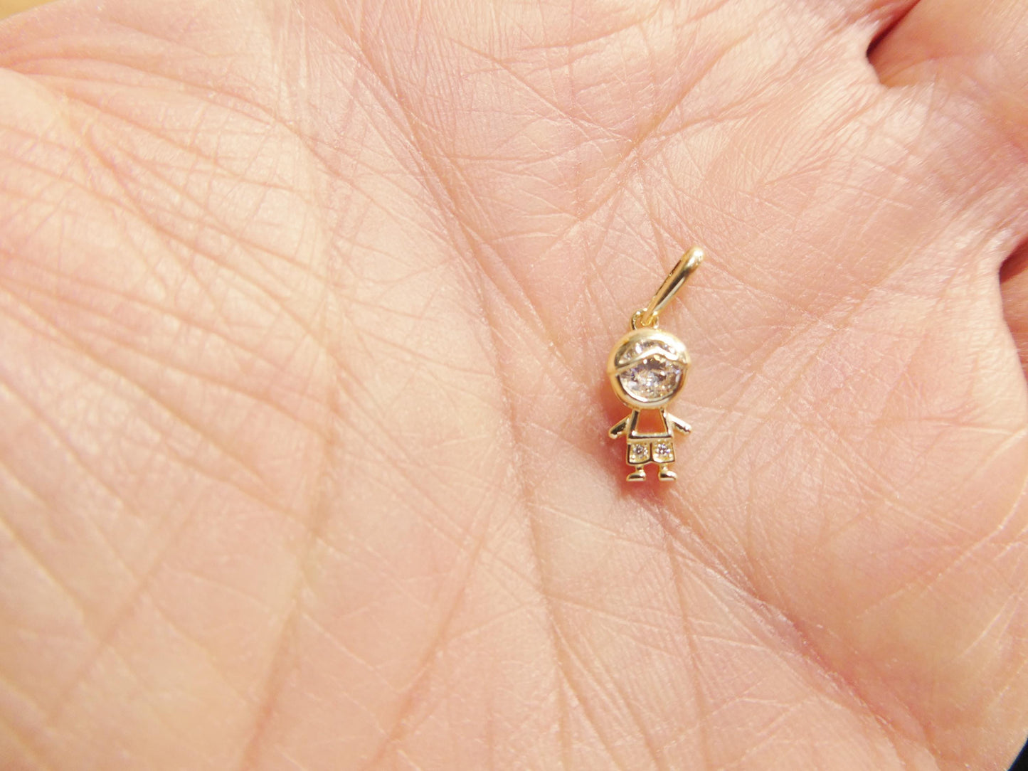 10k solid Yellow Gold Singapore Chain & boy girl pendent