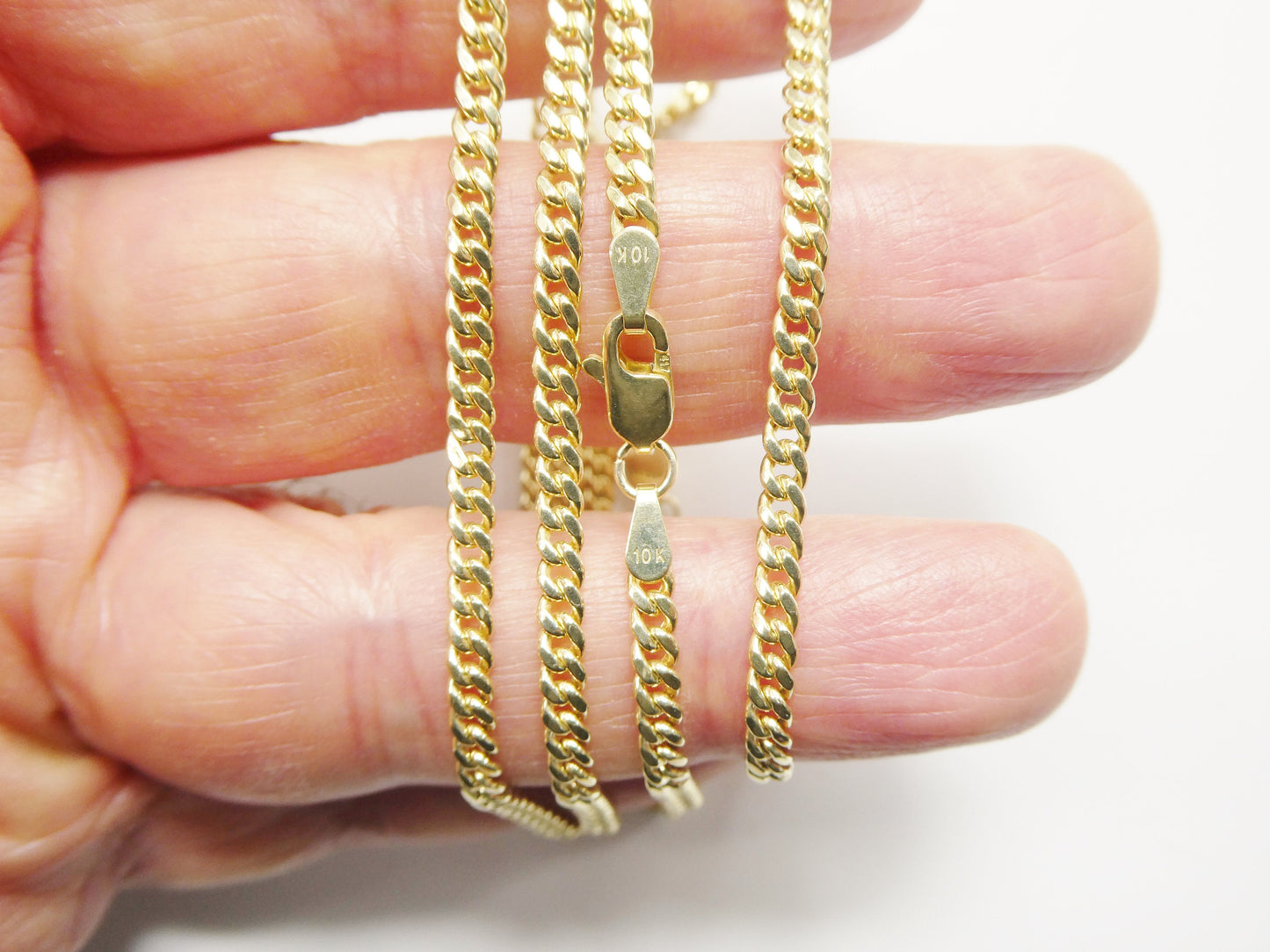 real 10k solid yellow gold 3mm curb link chain necklace