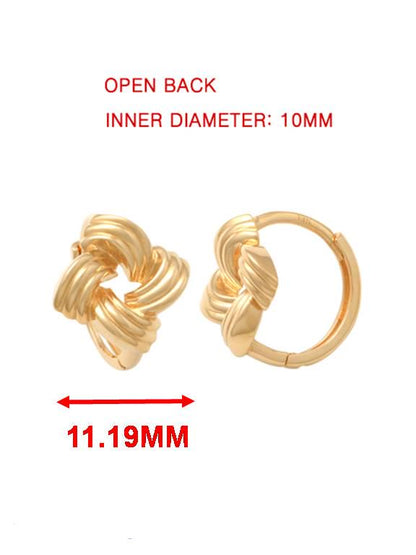 Real 10k Solid Yellow Gold Designer Love Knot Hoop Huggie Rarrings
