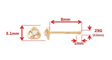 14k real solid yellow gold small nose rings