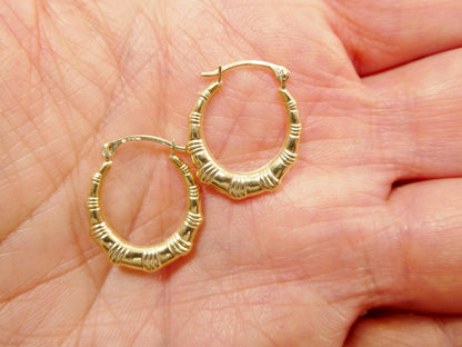 10k Real Solid Yellow Gold 18MM Classic Design Hoop Earrings