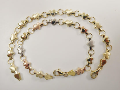 Real 10k Solid Yellow Gold 6 Inch Children/Women XO Heart Bracelet