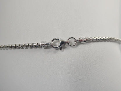 Real 925 Sterling Silver Round Box Chain 14k White Gold Tone Finish