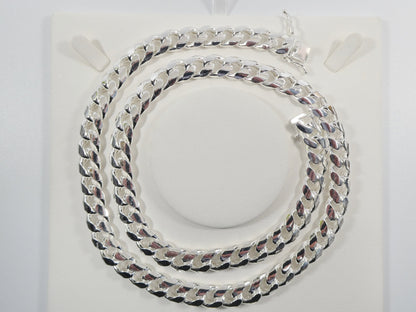 Real 10.5MM 925 Sterling Silver Men Miami Semi Solid Link Chain Box Lock Clasp