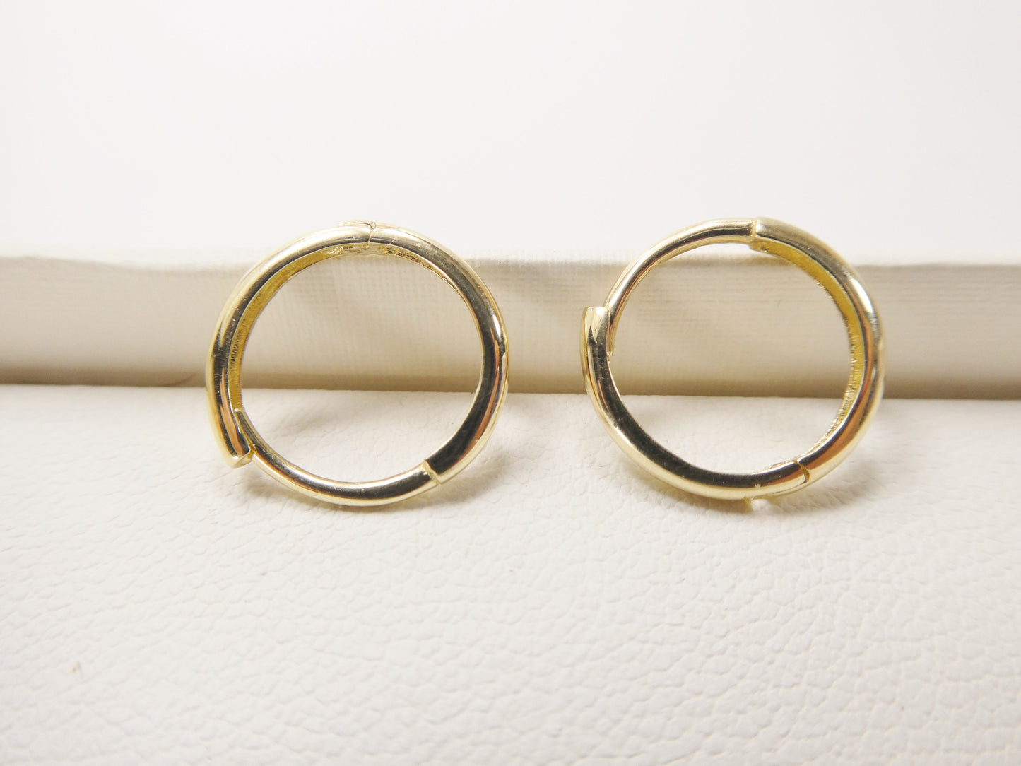 real 10k solid yellow gold 13mm plain hoop huggie earrings