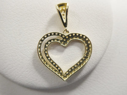 14k Real Solid Yellow Gold Full Stone Setting Heart Charm Pendent