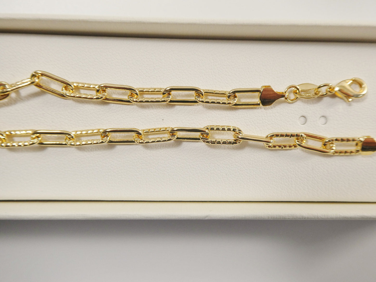 7.5 / 10 inch 14k gold filled paper clip chain ladies bracelet