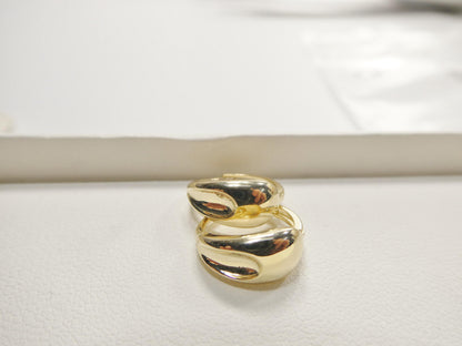 Real 10k Solid Yellow Gold Designer Polish Hoop Huggie Earrings