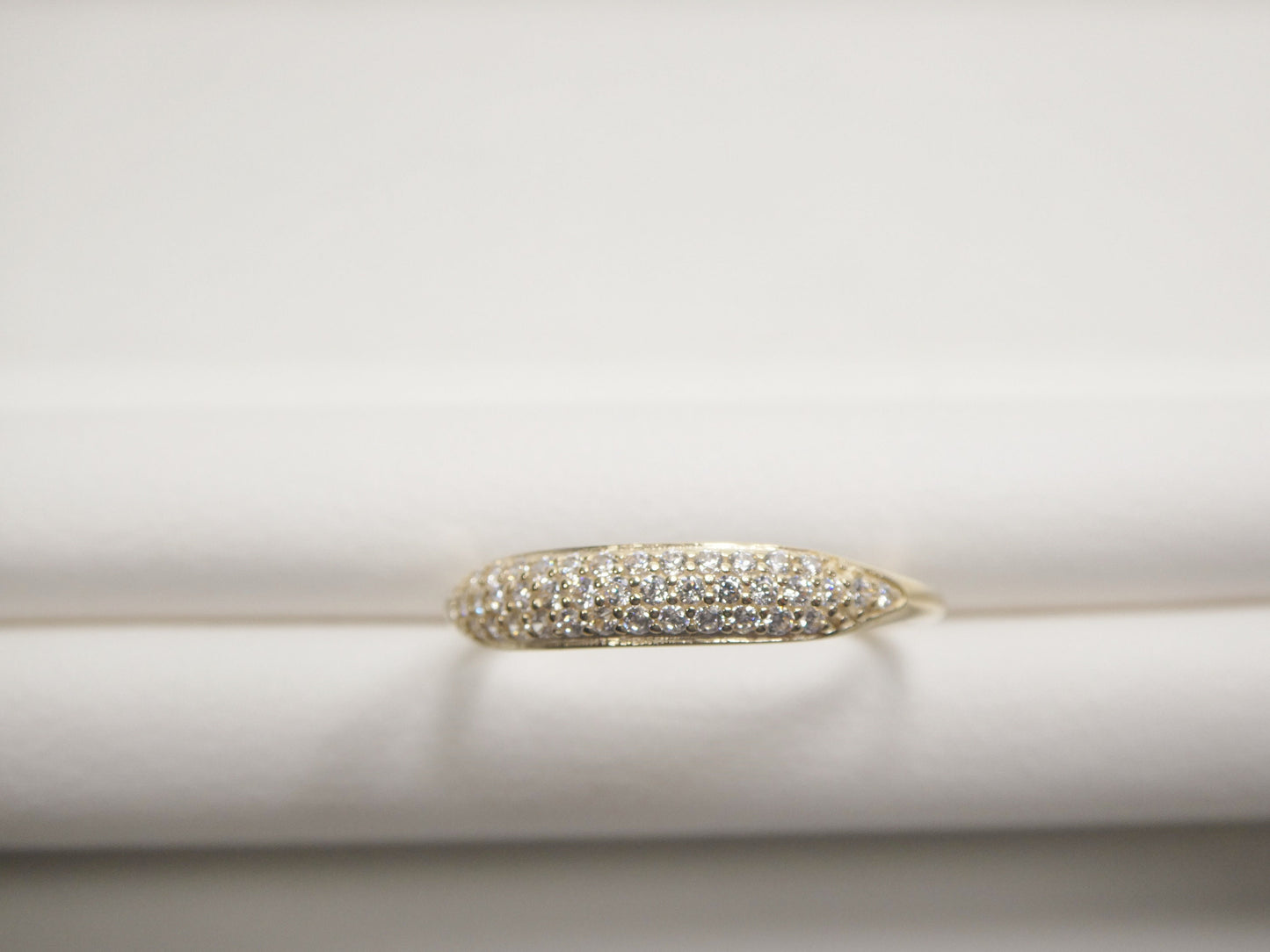 real 10k solid yellow gold women's classic micro pave setting ring