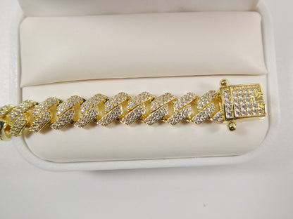 9mm 18k Yellow Gold Filled Monaco Bracelet Box Lock Clasp