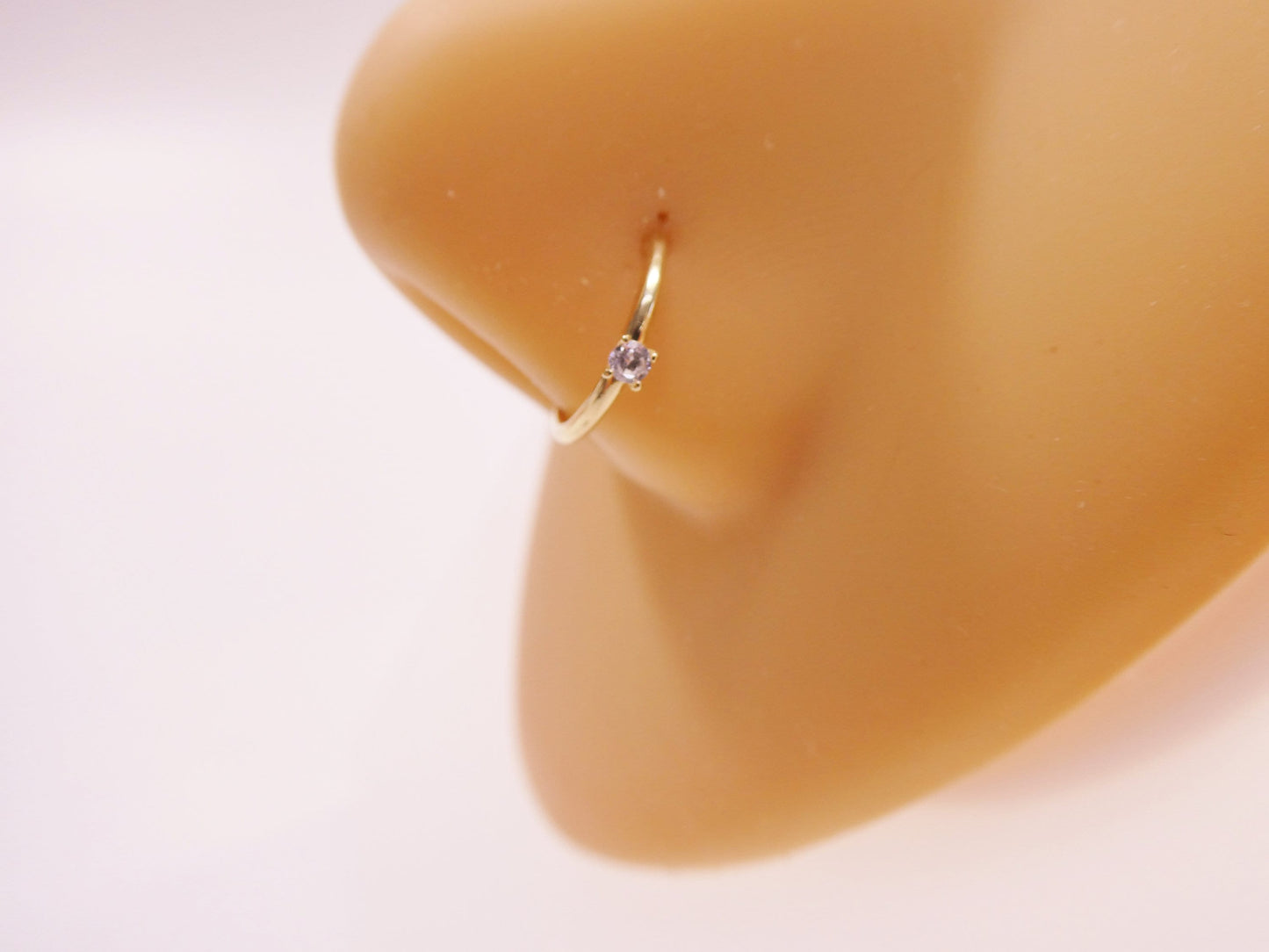 14k real solid yellow gold cartilage nose ring body ring piercing