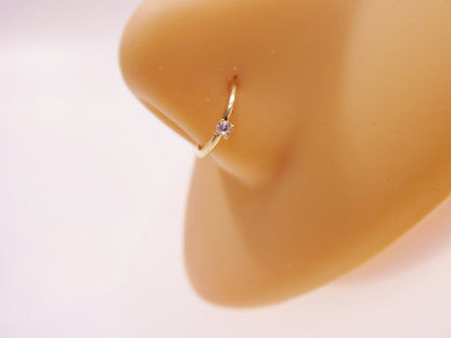 14k Real Solid Yellow Gold Cartilage Nose Ring Body Ring Piercing