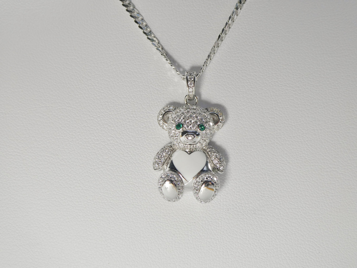 925 sterling silver enamel color teddy bear set chain and pendent