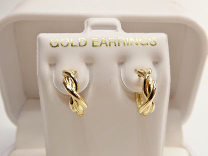 Real 10k Solid Yellow Gold Design Huggie Earrings