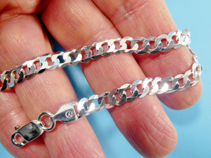 Real 925 Sterling Silver 5.6MM Italian Solid Chain Lobster Lock Clasp