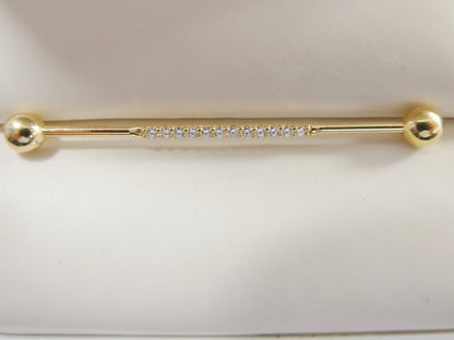 14k Real Solid Yellow Gold Straight Barbell Belly Button Ring Piercing