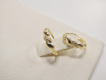 Real 10k Solid Yellow Gold Designer Hoop Huggie Earrings