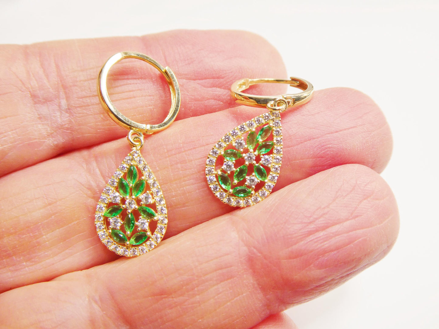 real 10k solid yellow gold designer drop earrings