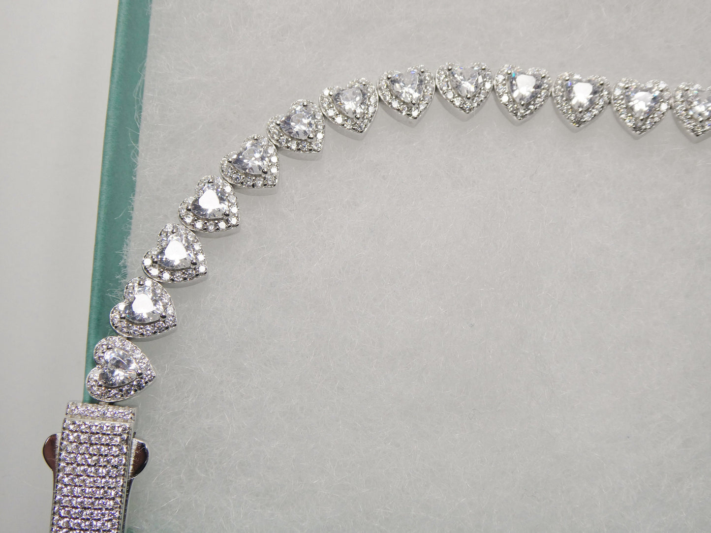 real  925 sterling silver heart stone set necklace and bracelet