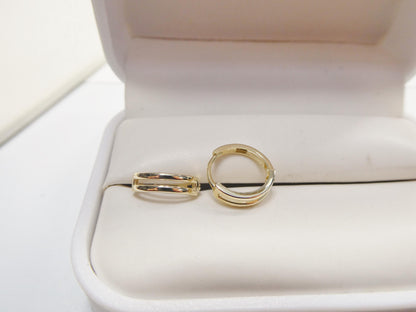 Real 10k Solid Yellow Gold Designer High Polish Hoop Huggie Earrings