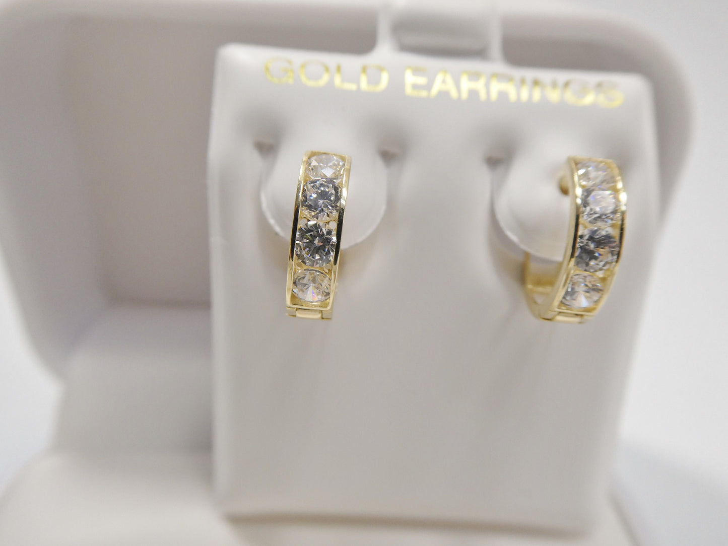 real 10k solid yellow gold color combination hoop huggie earring