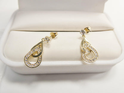 Real 10k Solid Yellow Gold Design Teardrop Push Post Earrings