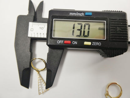 Real 10k Solid Yellow Gold Pyramid Triangle Hoop Huggie Earrings